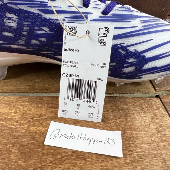 Adidas Adizero Football Cleats Purple White GZ6914 - Picture 13 of 13